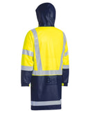 Taped Hi Vis Stretch PU Rain Coat - Yellow/Navy - AJP Industrial Supplies - bisley - bj6935ht - tt04 - xs
