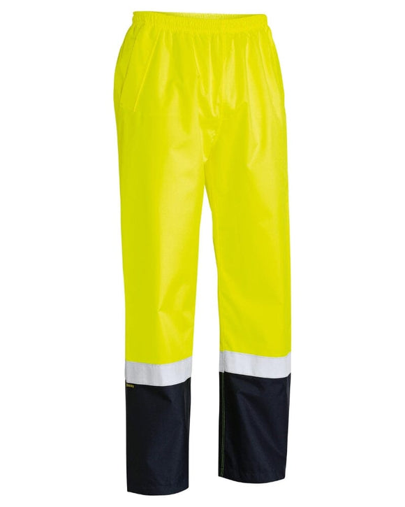 Taped Two Tone Hi Vis Rain Shell Pant - Yellow/Navy - AJP Industrial Supplies - bisley - bp6965t - tt04 - xs
