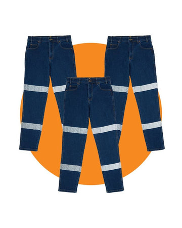 Tradies RMX Flexible Stretch Jeans with Tape Value Pack - Denim - AJP Industrial Supplies - ritemate - tp - rmx007r - 77