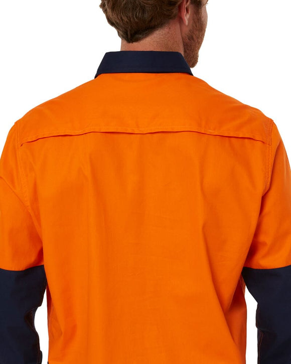 Vented Closed Front Lightweight LS Shirt - Orange/Navy - AJP Industrial Supplies - pilbara - rm107vcf - ora - nav - s
