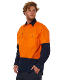 Vented Closed Front Lightweight LS Shirt - Orange/Navy - AJP Industrial Supplies - pilbara - rm107vcf - ora - nav - s