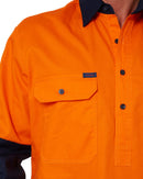 Vented Closed Front Lightweight LS Shirt - Orange/Navy - AJP Industrial Supplies - pilbara - rm107vcf - ora - nav - s