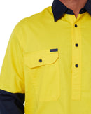 Vented Closed Front Lightweight LS Shirt - Yellow/Navy - AJP Industrial Supplies - pilbara - rm107vcf - yel - nav - s