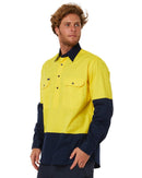 Vented Closed Front Lightweight LS Shirt - Yellow/Navy - AJP Industrial Supplies - pilbara - rm107vcf - yel - nav - s