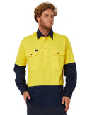 Vented Closed Front Lightweight LS Shirt - Yellow/Navy - AJP Industrial Supplies - pilbara - rm107vcf - yel - nav - s