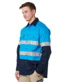 Vented Open Front LW LS Shirt Taped - Blue/Navy - AJP Industrial Supplies - ritemate - rm107v2r - bn - xs