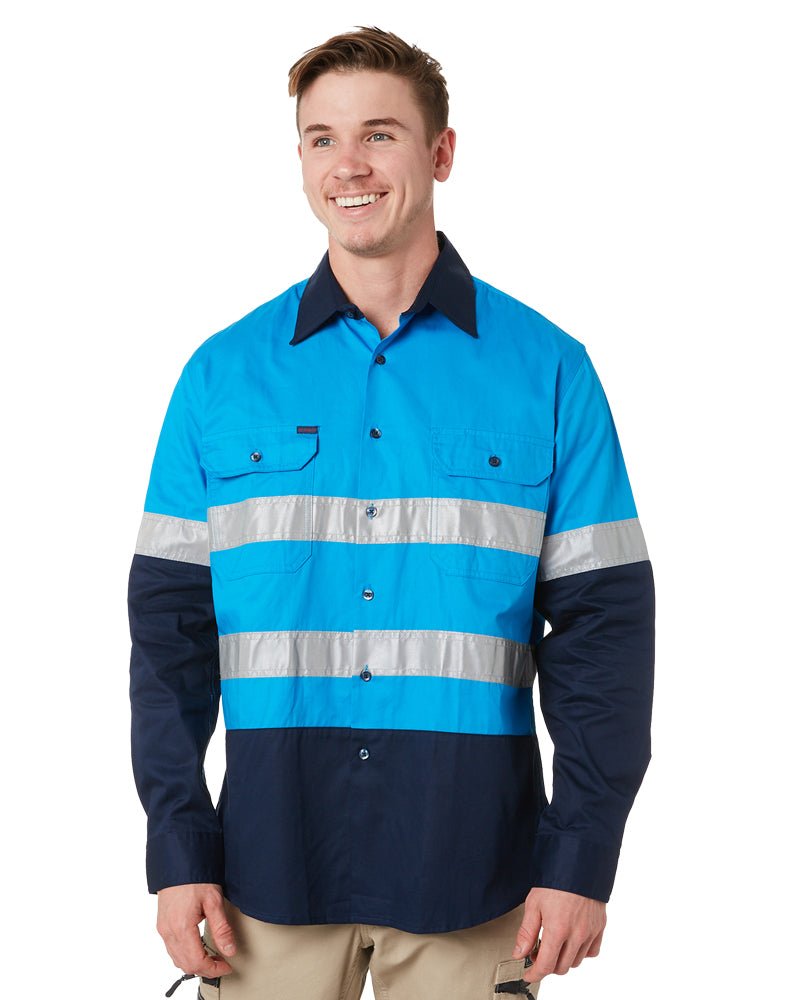 Vented Open Front LW LS Shirt Taped - Blue/Navy - AJP Industrial Supplies - ritemate - rm107v2r - bn - xs