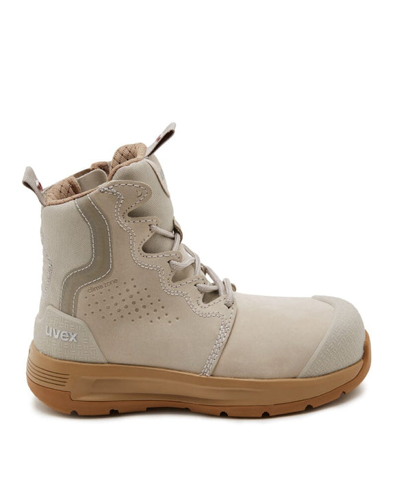 Womens 3 x - flow Zip Side Safety Boot - Cement/Tan - AJP Industrial Supplies - uvex - 65487 - 6n
