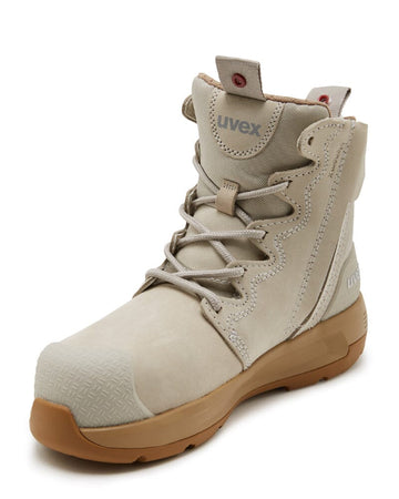 Womens 3 x - flow Zip Side Safety Boot - Cement/Tan - AJP Industrial Supplies - uvex - 65487 - 6n