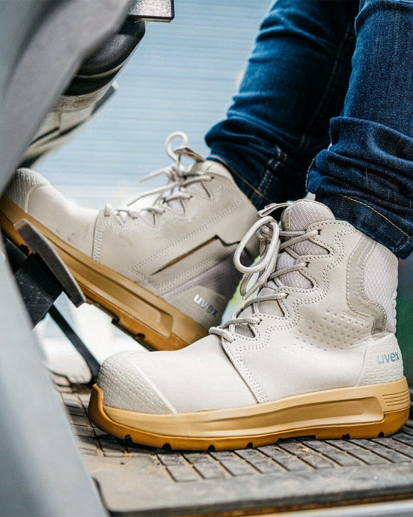 Womens 3 x - flow Zip Side Safety Boot - Cement/Tan - AJP Industrial Supplies - uvex - 65487 - 6n
