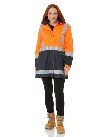 Womens H Taped Hi Vis Rain Coat - Orange/Navy - AJP Industrial Supplies - bisley - bjl6966t - tt05 - 6