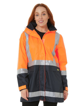 Womens H Taped Hi Vis Rain Coat - Orange/Navy - AJP Industrial Supplies - bisley - bjl6966t - tt05 - 6