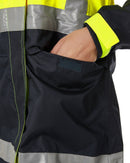 Womens H Taped Hi Vis Rain Coat - Yellow/Navy - AJP Industrial Supplies - bisley - bjl6966t - tt04 - 6