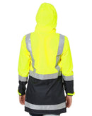 Womens H Taped Hi Vis Rain Coat - Yellow/Navy - AJP Industrial Supplies - bisley - bjl6966t - tt04 - 6