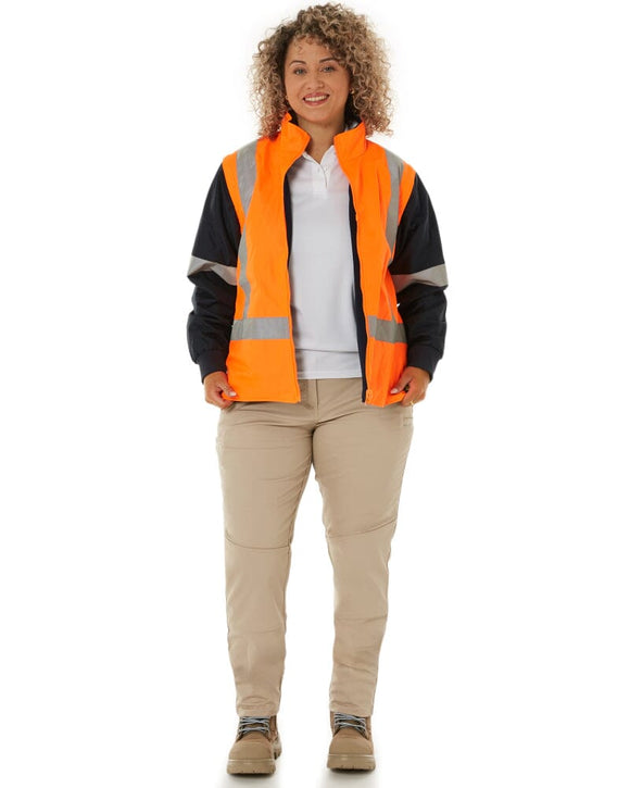 Womens Taped Hi Vis 5 In 1 Rain Jacket - Orange/Navy - AJP Industrial Supplies - bisley - bkl6975 - tt05 - 6