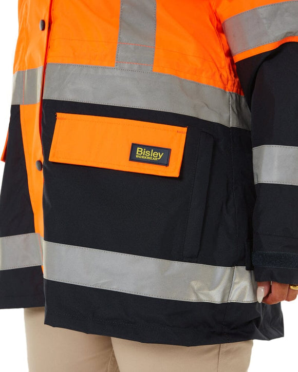 Womens Taped Hi Vis 5 In 1 Rain Jacket - Orange/Navy - AJP Industrial Supplies - bisley - bkl6975 - tt05 - 6