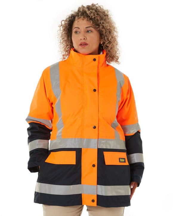 Womens Taped Hi Vis 5 In 1 Rain Jacket - Orange/Navy - AJP Industrial Supplies - bisley - bkl6975 - tt05 - 6
