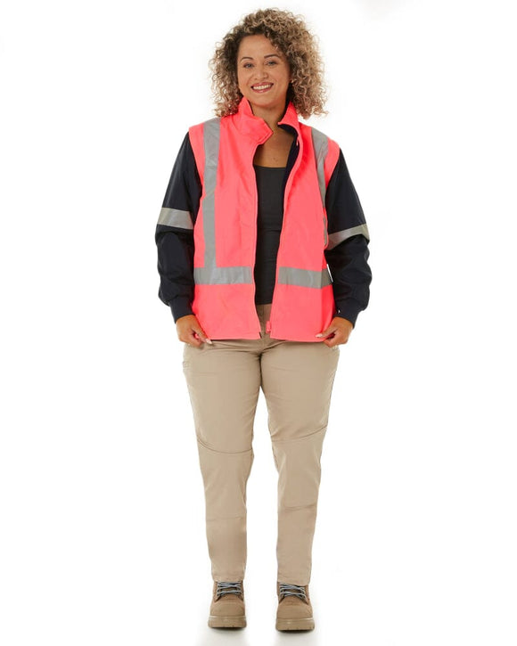 Womens Taped Hi Vis 5 In 1 Rain Jacket - Pink/Navy - AJP Industrial Supplies - bisley - bkl6975 - tt21 - 6