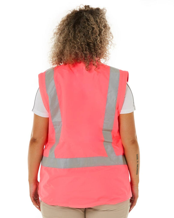 Womens Taped Hi Vis 5 In 1 Rain Jacket - Pink/Navy - AJP Industrial Supplies - bisley - bkl6975 - tt21 - 6