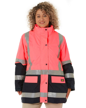 Womens Taped Hi Vis 5 In 1 Rain Jacket - Pink/Navy - AJP Industrial Supplies - bisley - bkl6975 - tt21 - 6