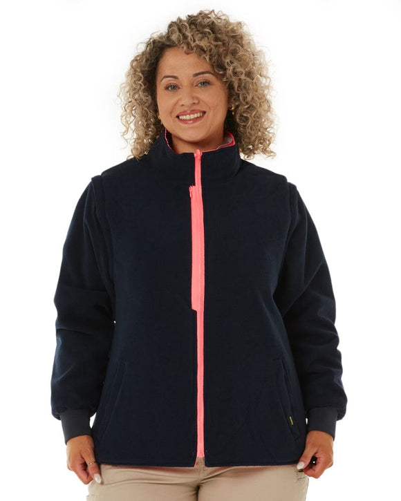 Womens Taped Hi Vis 5 In 1 Rain Jacket - Pink/Navy - AJP Industrial Supplies - bisley - bkl6975 - tt21 - 6