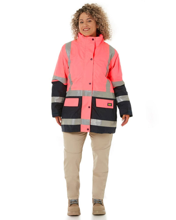 Womens Taped Hi Vis 5 In 1 Rain Jacket - Pink/Navy - AJP Industrial Supplies - bisley - bkl6975 - tt21 - 6