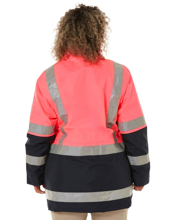 Womens Taped Hi Vis 5 In 1 Rain Jacket - Pink/Navy - AJP Industrial Supplies - bisley - bkl6975 - tt21 - 6