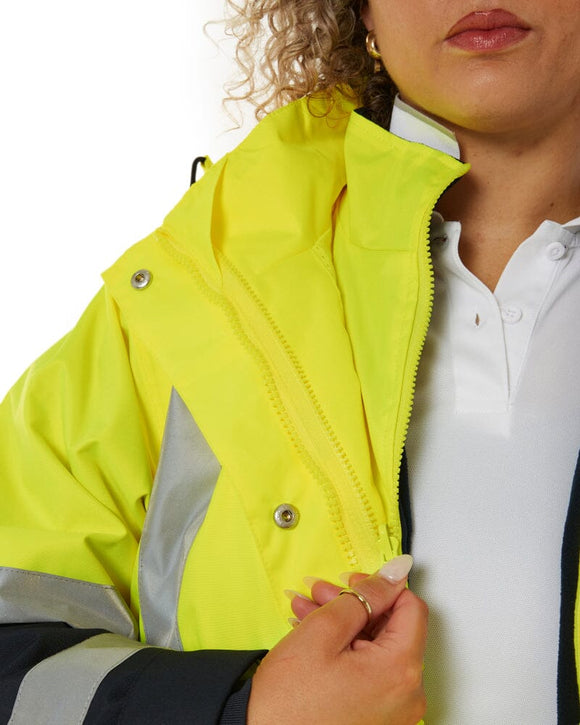 Womens Taped Hi Vis 5 In 1 Rain Jacket - Yellow/Navy - AJP Industrial Supplies - bisley - bkl6975 - tt04 - 6
