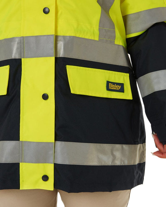 Womens Taped Hi Vis 5 In 1 Rain Jacket - Yellow/Navy - AJP Industrial Supplies - bisley - bkl6975 - tt04 - 6