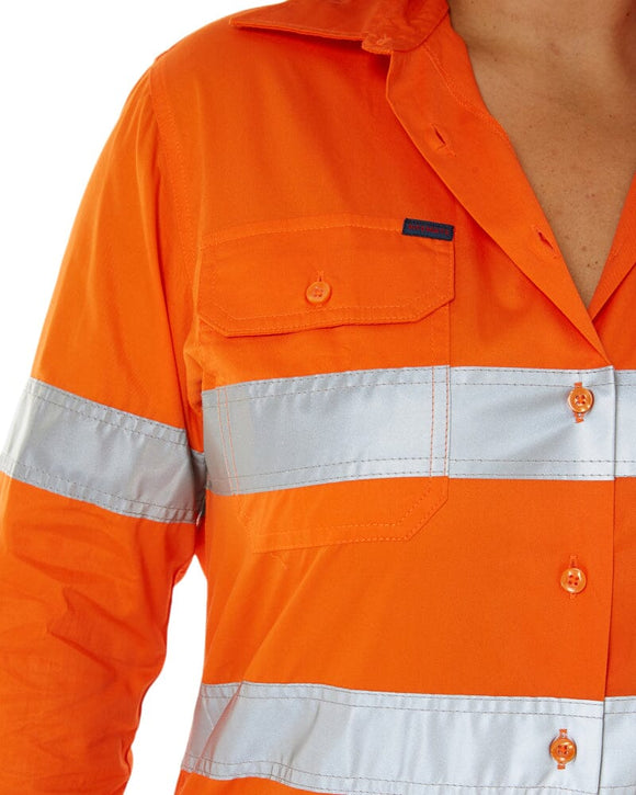 Womens Vented Lightweight Open Front Shirt - Orange - AJP Industrial Supplies - ritemate - rm208v3r - ora - 6