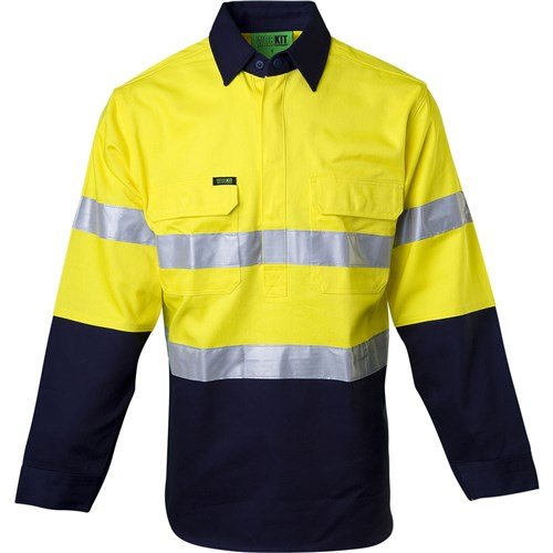 Workit Hi - Vis 2 Tone Dual Weight Half Taped Closed Gusset Cuff Welding Drill Shirt 2027T - AJP Industrial Supplies - 