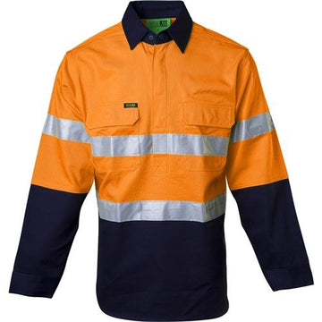 Workit Hi - Vis 2 Tone Dual Weight Half Taped Closed Gusset Cuff Welding Drill Shirt 2027T - AJP Industrial Supplies - 
